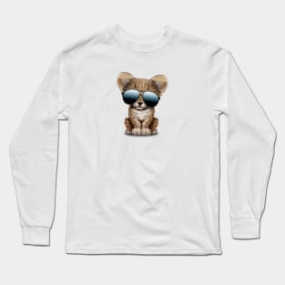 Cute Baby Cheetah Wearing Sunglasses Long Sleeve T-Shirt